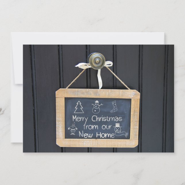 New Address Chalkboard Christmas Card Feiertagskarte (Vorderseite)
