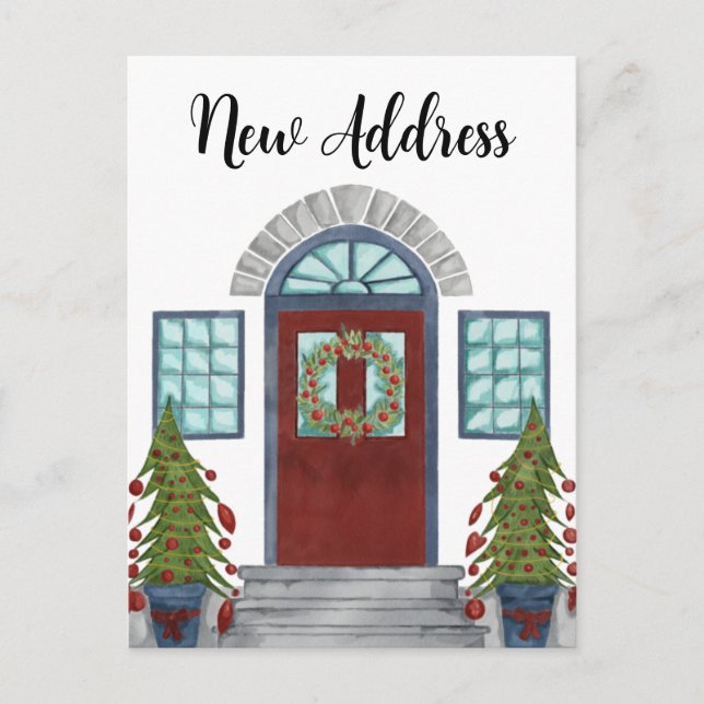 New Address Christmas Zuhause Postcard Postkarte (Vorderseite)