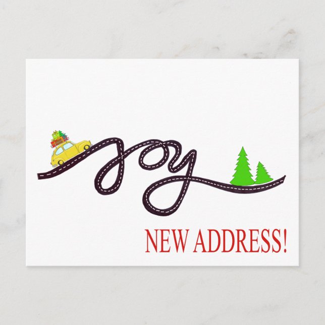 New Address Classic Christmas Car Postkarte (Vorderseite)