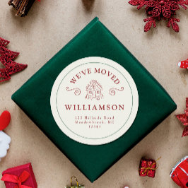 New Address Holiday Weihnachten Rotes Lebkuchen Runder Aufkleber