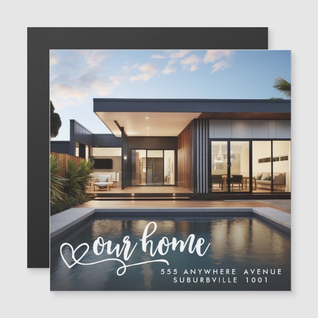 New Address Moving House Zuhause Foto Magnet (Vorne/Hinten)