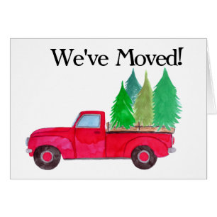 New Address Red Retro Pickup Truck