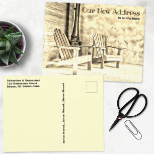 New Address Sepia Adirondack Chairs Portsch Custom Postkarte