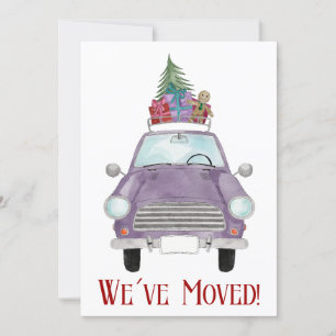 New Address Violet Car mit Weihnachtsgeschenken In Einladung