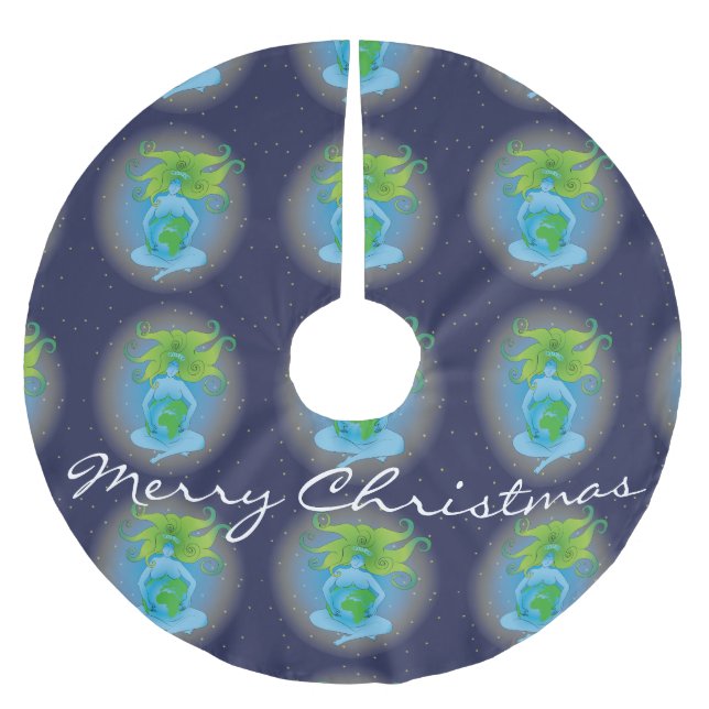 New Age Gaia Goddess Thunder_Cove Polyester Weihnachtsbaumdecke (Vorderseite)