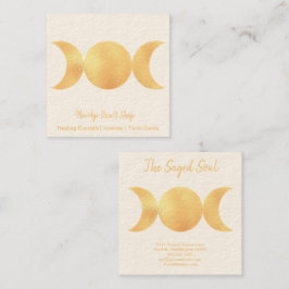 New Age Occult Shop Gold Triple Moons Quadratische Visitenkarte