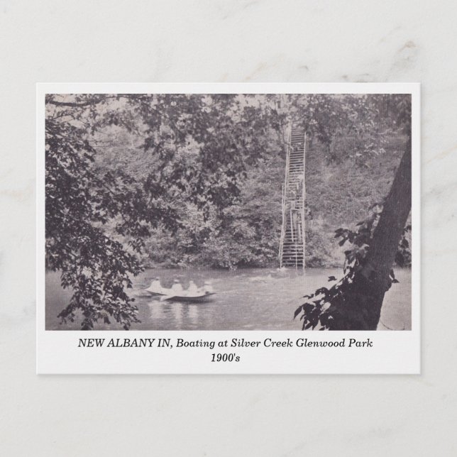 New Albany in Glenwood Park 1900s Boating Postkarte (Vorderseite)