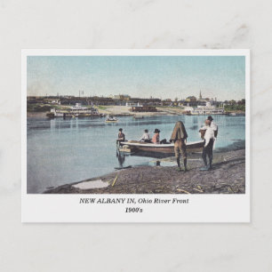 New Albany INDIANA, Ufer des Ohio River alte Postk Postkarte