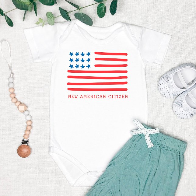 New American Citizen | Amerikanische Flagge mit Ha Baby Strampler (Von Creator hochgeladen)