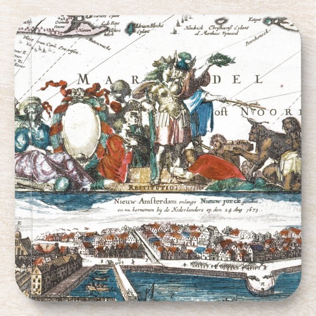 NEW AMSTERDAM, 1673 GETRÄNKEUNTERSETZER (Vorderseite)