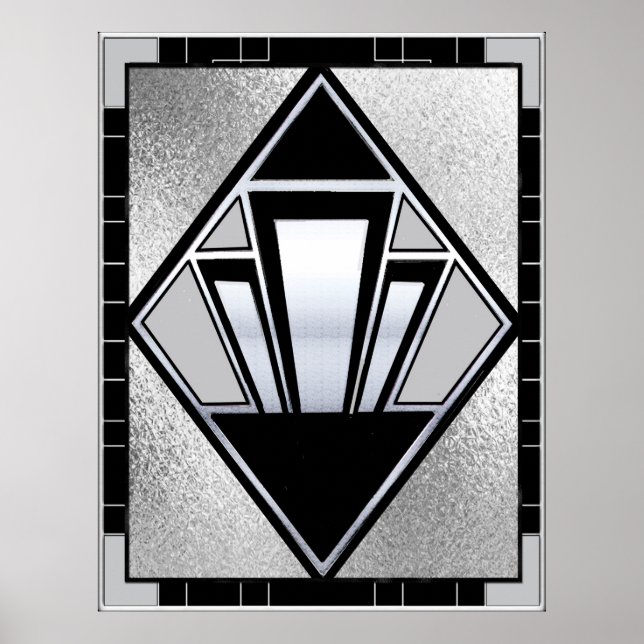 New Art Deco SIlver und Black Poster (Vorne)