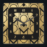 New Art Deco Square Quadratische Wanduhr<br><div class="desc">Ich habe dieses Design auf anderen Gegenständen in meinem Laden. Ich habe auch dieses Uhrengesicht geschaffen, um eine Wanduhr hinzuzufügen. Eine neue Art Déco Wanduhr für Ihre Zuhause. Das sieht klug aus und würde großartig an einer schlichten Wand aussehen. In Schwarz und Gold würde dies mit den meisten Farben passen....</div>