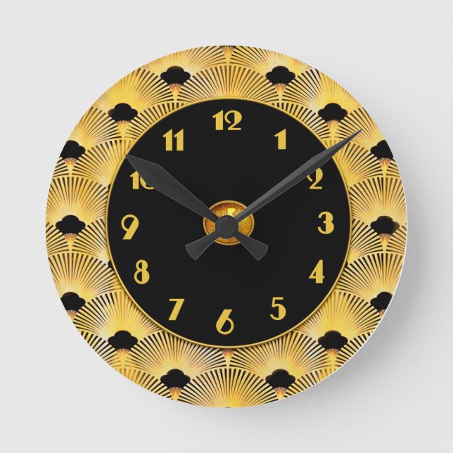 New Art Deco Wall Fan Style Runde Wanduhr (Vorderseite)