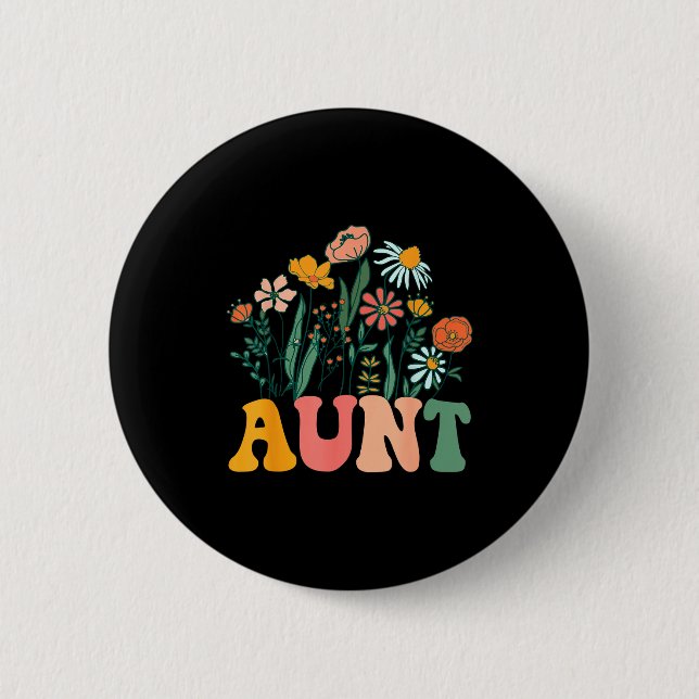 New Aunt Wildflower First Birthday &amp; Baby Show Button (Vorderseite)