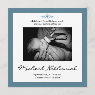 New Baby Birth Announcement Boy Blue Ankündigung