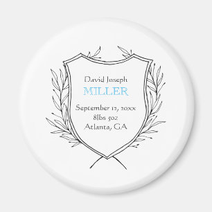 New Baby Birth Announcement Familienwappen Blue Magnet