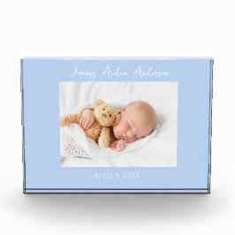 New Baby Birth Baby Blue Border Photo Block