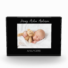 New Baby Birth Black Border Photo Block