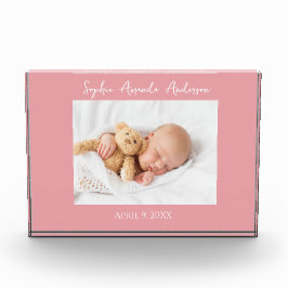 New Baby Birth Pink Border Photo Block