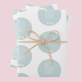 New Baby Blue Green Moderne Elegant Geschenkpapier Set