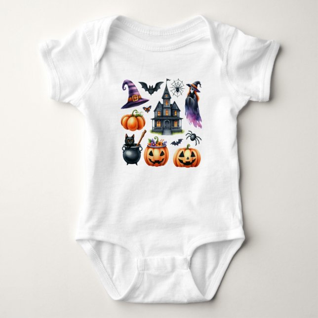 new baby born, custom baby name, Halloween  Baby Strampler (Vorderseite)