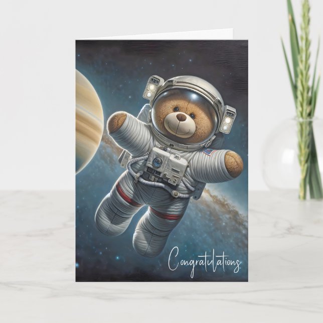New Baby Boy Astronaut Teddy Bear Karte (Vorderseite)