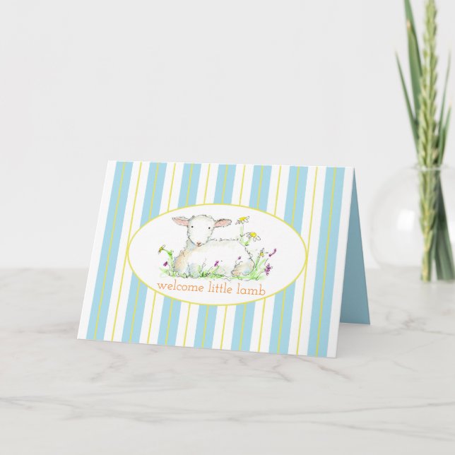 New Baby Boy Gratulation Little Lamb Karte (Vorderseite)