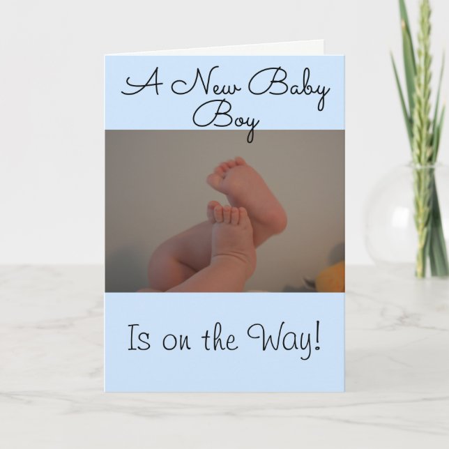 New Baby Boy on Way Baby Feet FOTO Karte (Vorderseite)