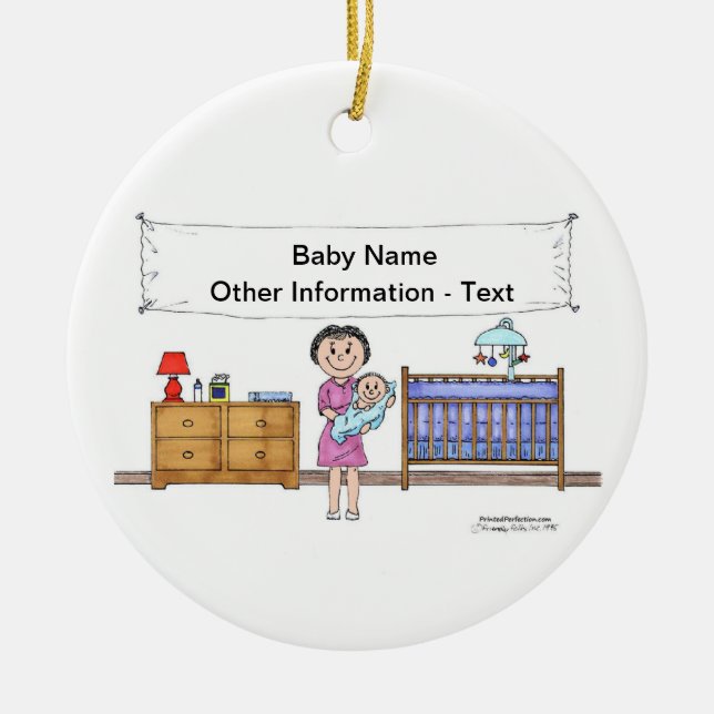 New Baby Boy - Single Mama Keramik Ornament (Vorne)