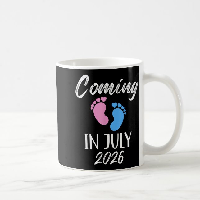 New Baby Coming In July 2026 Funny Baby Shower Boy Kaffeetasse (Rechts)