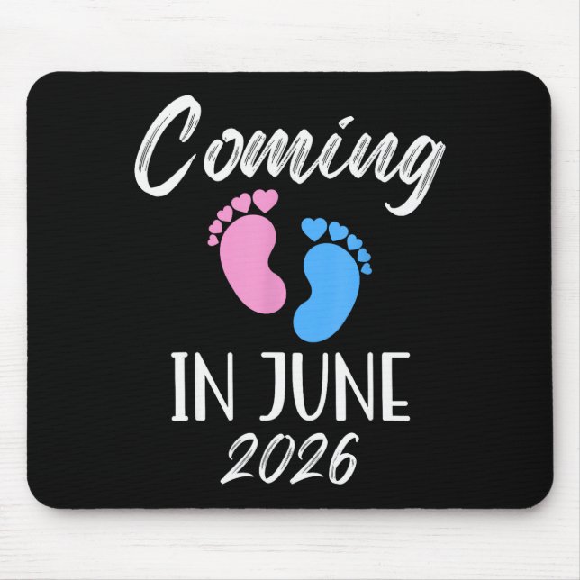 New Baby Coming In June 2026 Funny Baby Shower Boy Mousepad (Vorne)