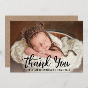New Baby Danke, lek Script Kraft Card Einladung
