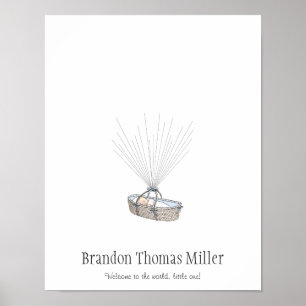 New Baby Fingerprint Balloon Gästebuch - Blue