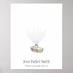 New Baby Fingerprint Balloon Gästebuch - Gelb