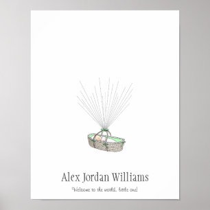 New Baby Fingerprint Balloon Gästebuch - Green