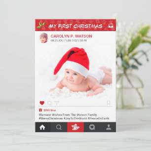 New Baby First Christmas Instagram Frame Foto Feiertagskarte