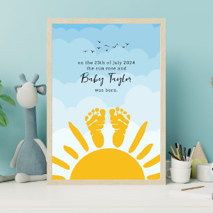 New Baby Footprint Sunshine Poster