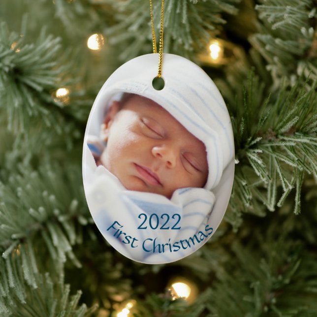New Baby Foto Baby's First Christmas Keramik Ornament (Baum)
