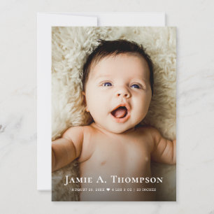 New Baby Foto Heart Modern Birth Ankündigung