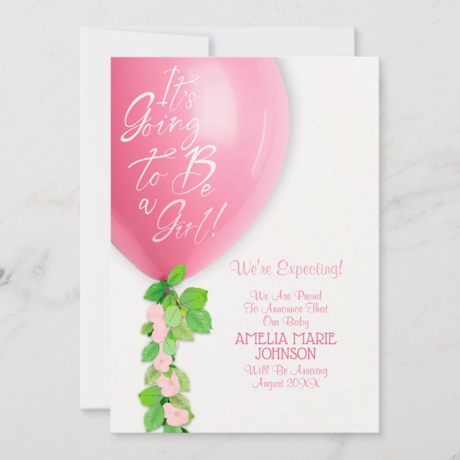 New Baby Girl Announcement Card Ankündigung (Vorderseite)