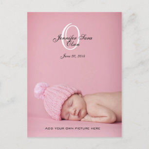 New Baby Girl Birth Ankündigung Foto Post Cards