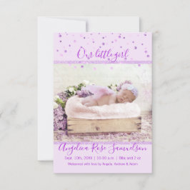 New Baby Girl Birth Stats Lavender Lilac | FOTO Ankündigung