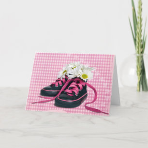 New Baby Girl Daisies in Sneakers Card Karte