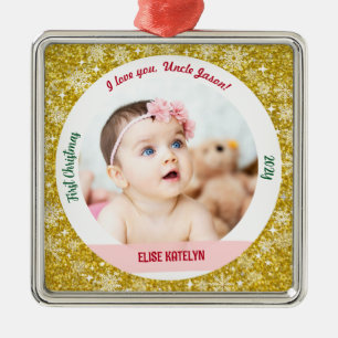 New Baby Girl Foto 1. Weihnachtsfeier als Onkel Go Ornament Aus Metall