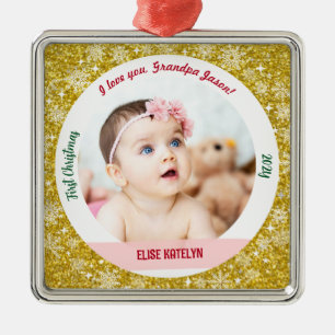 New Baby Girl Foto 1. Weihnachtsgrandpa Golden Ornament Aus Metall