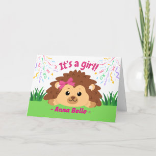 New Baby Girl Herzlichen Glückwunsch an Igel Karte
