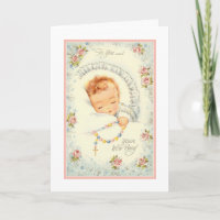 New Baby Girl Pink Roses Rosary katholisch