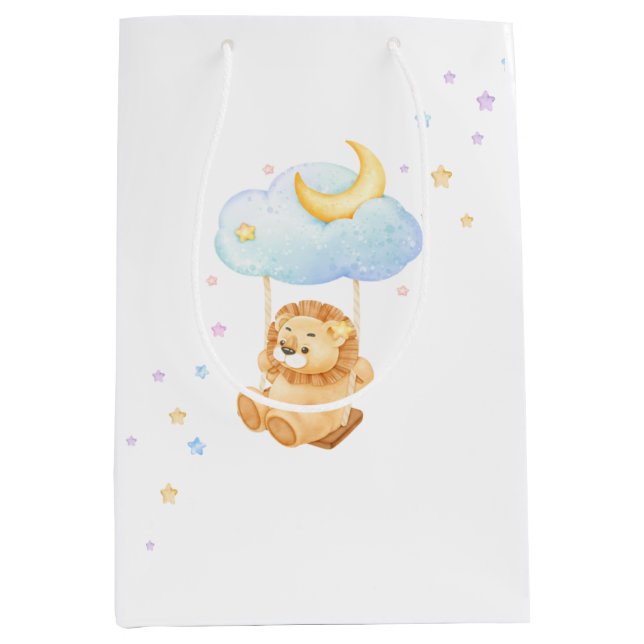 New Baby Lion Gift Bag - Stars Sweet Celestial Mittlere Geschenktüte (Vorderseite)