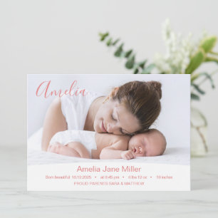 New Baby Newborn Girl Birth Stats Foto Ankündigung