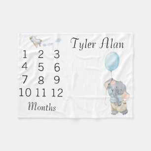New Baby Säugling Milestone Niedlich Kleiner Elefa Fleecedecke